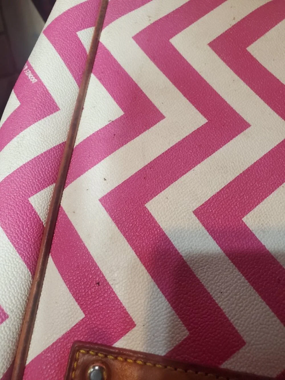 Authentic Pink and white Chevron Dooney and Bourke Tote Purse